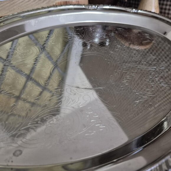Vintage Silver-toned Serving Tray with FREE Silver Bread Basket - Picture 13 of 16